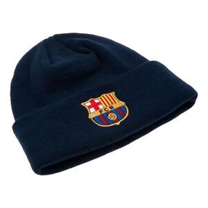 Barcelona FC Unisex Adult Knitted Turned Up Cuff Beanie / Navy